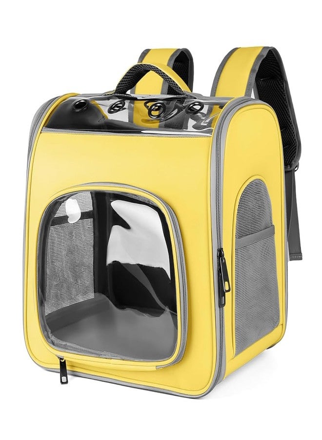 PET FUN Pet Travel Backpack for Cats & Small Dogs | Portable, Breathable Carrier Bag with Full Visibility & Comfort Padding for Hiking, Travel & Outdoor Adventures (Yellow) - Image 1